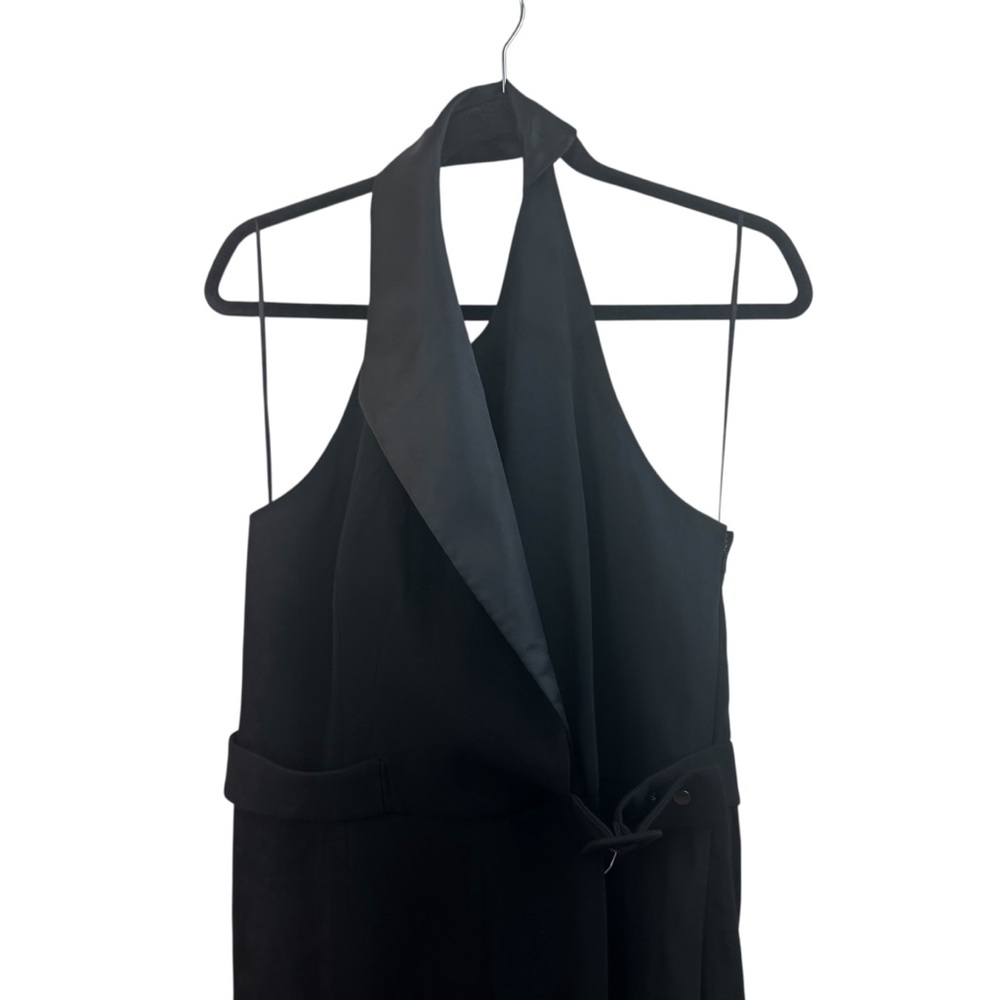 Reiss Tuxedo Halter Sleeveless Belted Jumpsuit in Black Sz 10 Holiday New Years - Picture 8 of 11